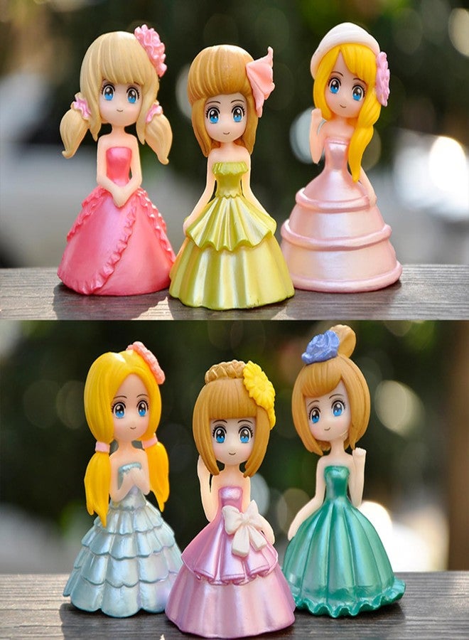 Spiaty Plastic Princess Dress Girl Home, Car and Office Decor Figurine (Small, Multi, Set of 6) - Image 1